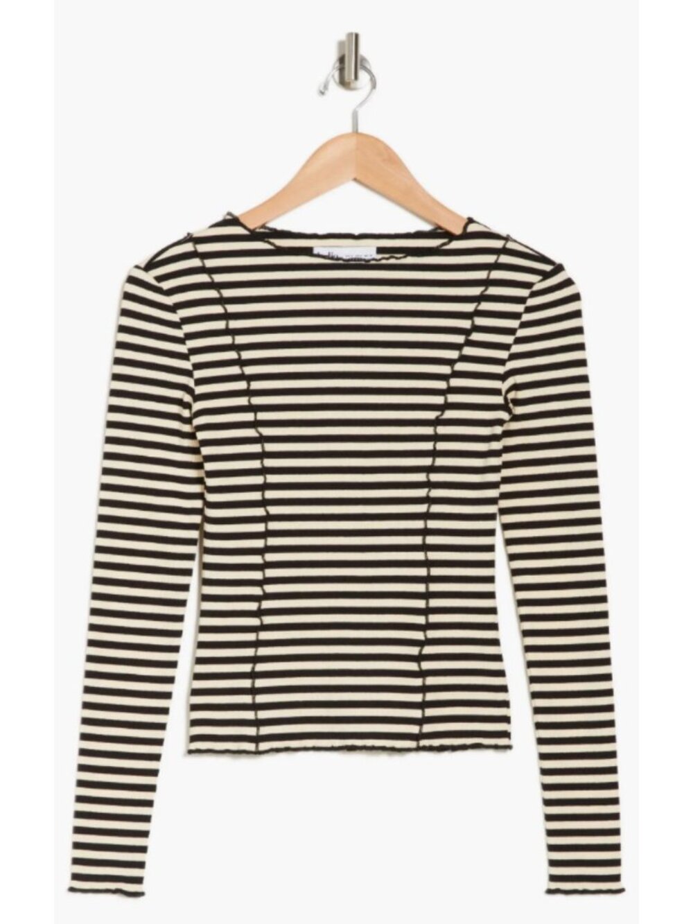 ELODIE Frilled Seam Stripe Long Sleeve Top X-Large